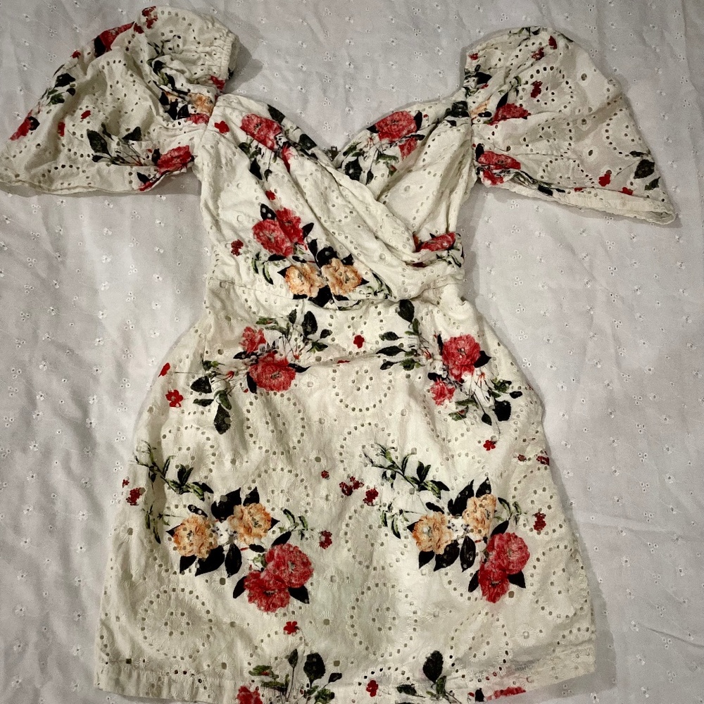 Off White Cocktail Flower Dress